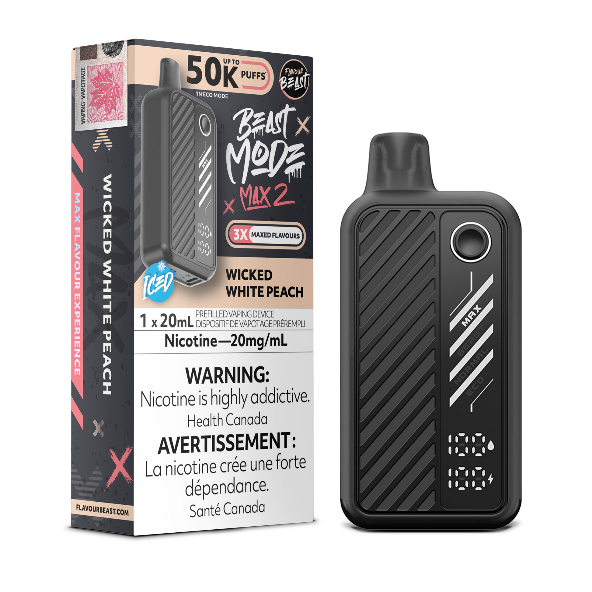 Flavour Beast Beast Mode Max 2 Disposable - Wicked White Peach Flavour Beast Beast Mode Max 2