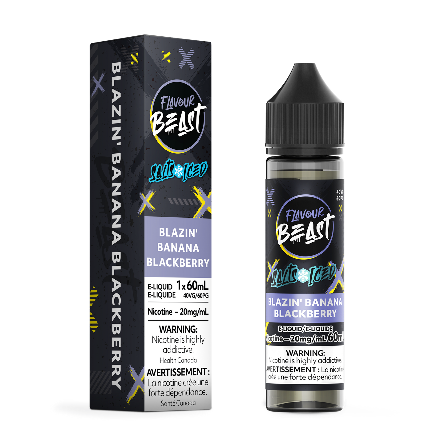 FLAVOUR BEAST E-LIQUID SALT 20MG 60ML - BLAZIN' BANANA BLACKBERRY