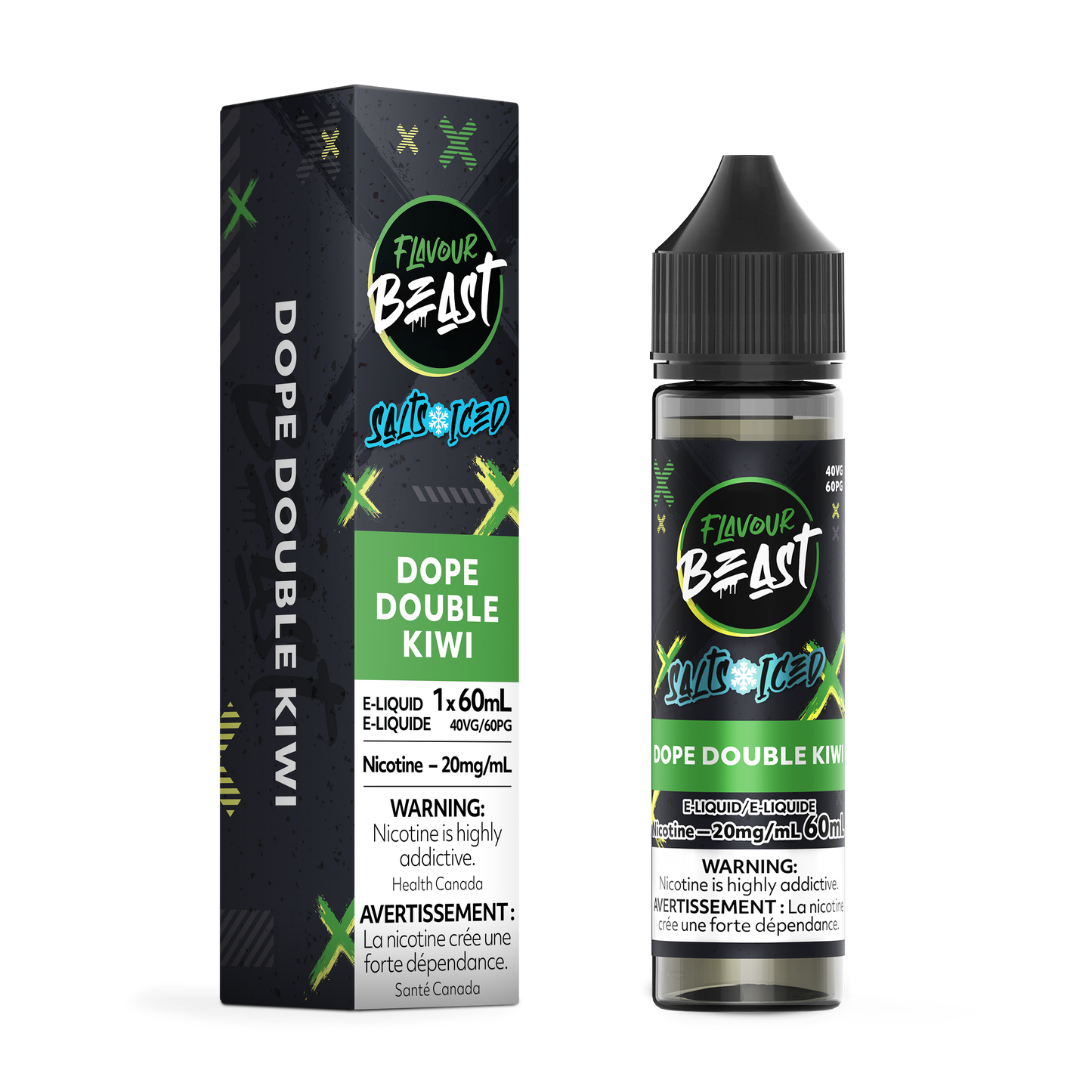 FLAVOUR BEAST E-LIQUID SALT 20MG 60ML - DOPE DOUBLE KIWI