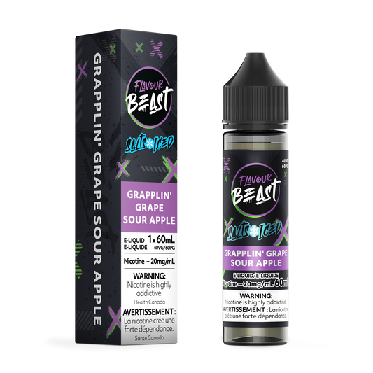 FLAVOUR BEAST E-LIQUID SALT 20MG 60ML - GRAPPLIN GRAPE SOUR APPLE