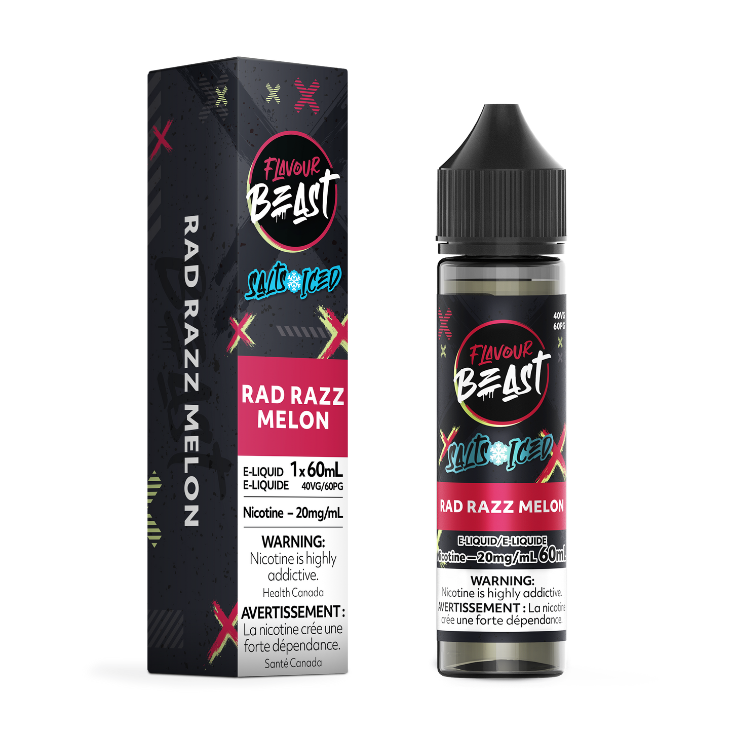 FLAVOUR BEAST E-LIQUID SALT 20MG 60ML - RAD RAZZ MELON