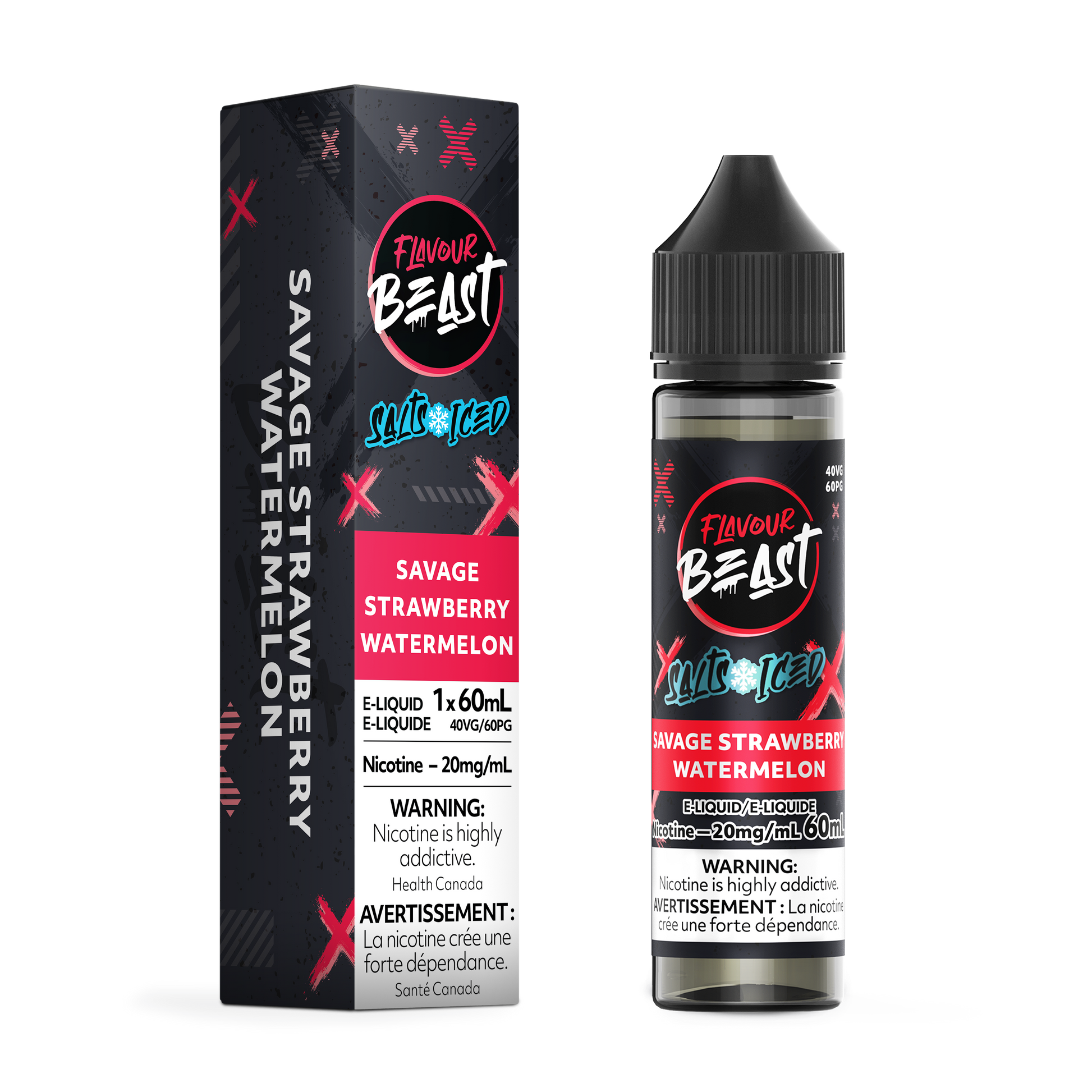 FLAVOUR BEAST E-LIQUID SALT 20MG 60ML - SAVAGE STRAWBERRY WATERMELON