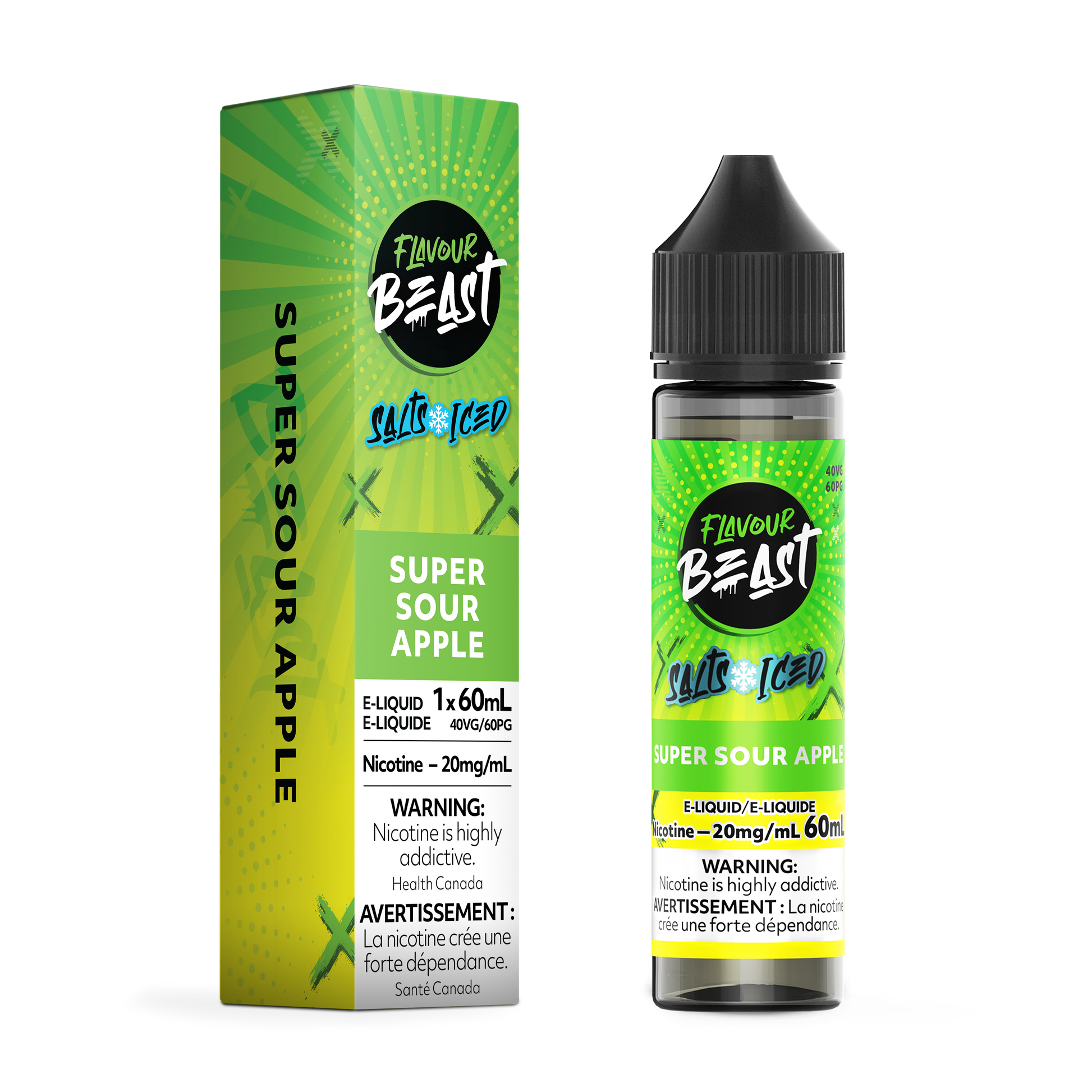 FLAVOUR BEAST E-LIQUID SALT 20MG 60ML - SUPER SOUR APPLE