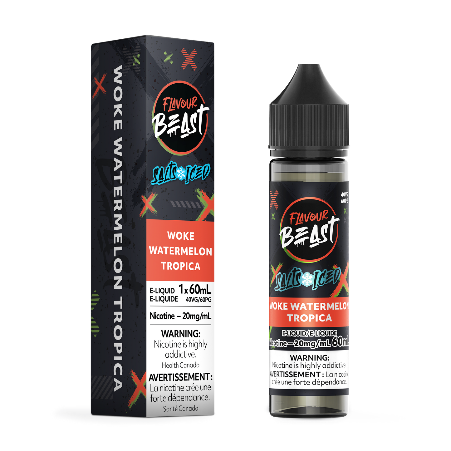 FLAVOUR BEAST E-LIQUID SALT 20MG 60ML - WOKE WATERMELON TROPICA