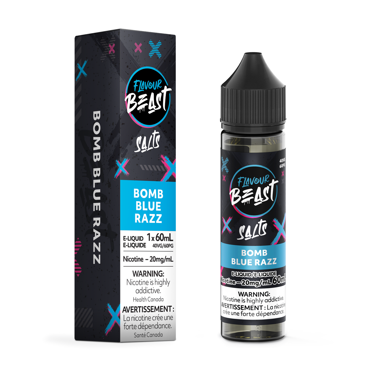 FLAVOUR BEAST E-LIQUID SALT 20MG 60ML - BOMB BLUE RAZZ