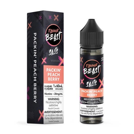 FLAVOUR BEAST E-LIQUID SALT 20MG 60ML - PACKIN PEACH BERRY