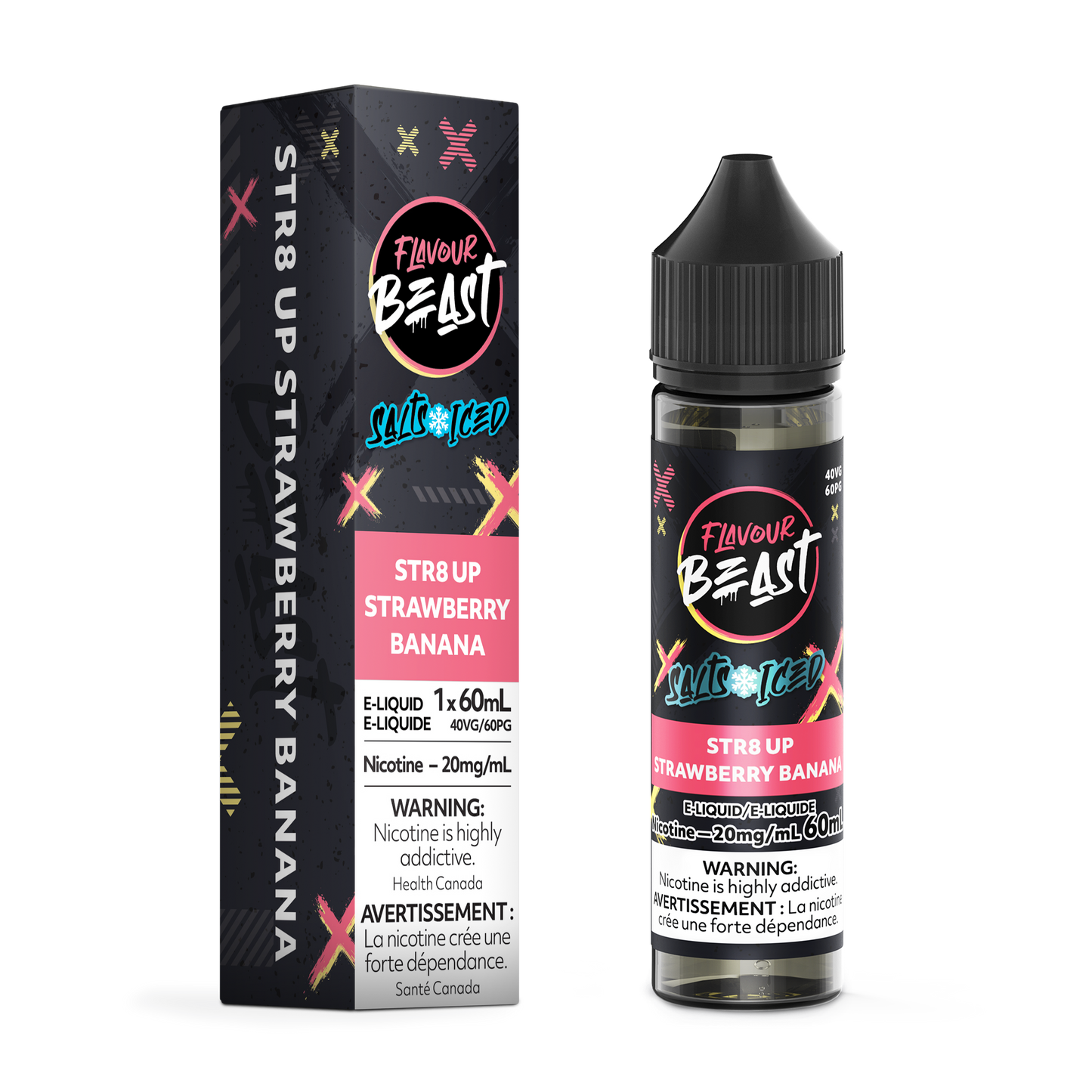 FLAVOUR BEAST E-LIQUID SALT 20MG 60ML - ST8 UP STRAWBERRY BANANA (ICED)
