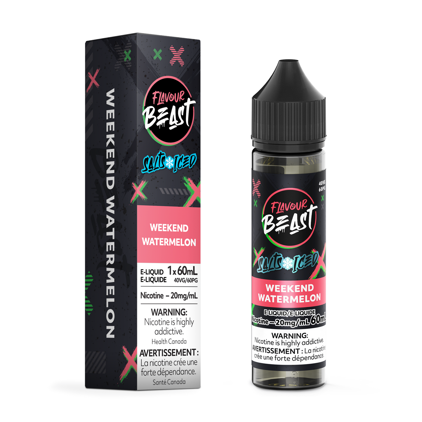 FLAVOUR BEAST E-LIQUID SALT 20MG 60ML - WEEKEND WATERMELON (ICED)