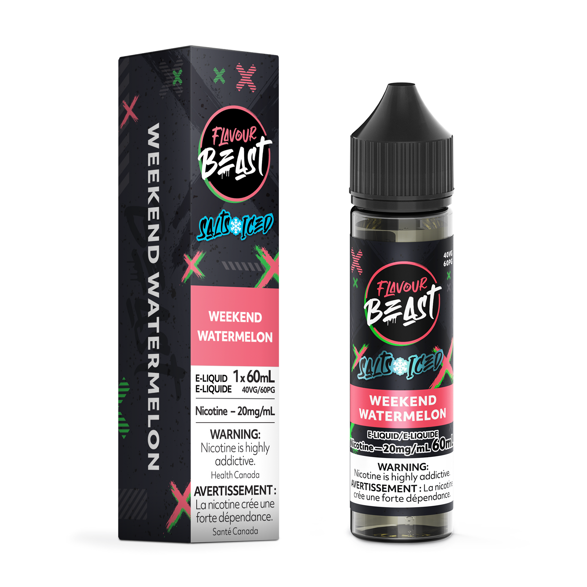FLAVOUR BEAST E-LIQUID SALT 20MG 60ML - WEEKEND WATERMELON (ICED)