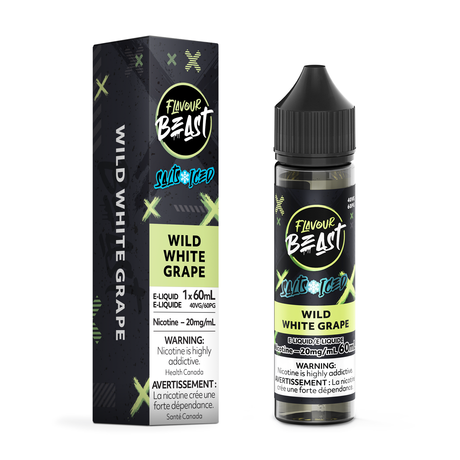 FLAVOUR BEAST E-LIQUID SALT 20MG 60ML - WILD WHITE GRAPE (ICED)