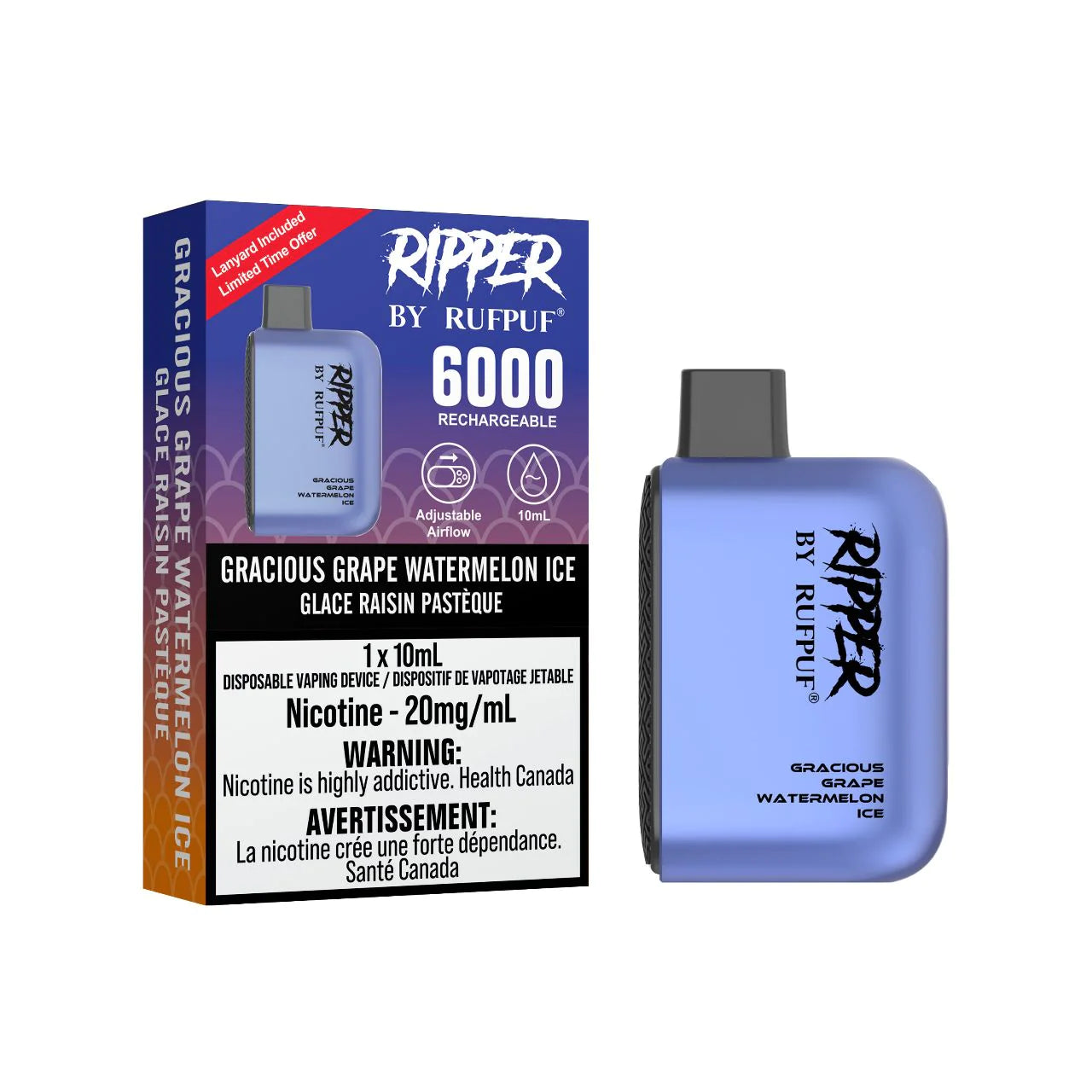 RUFPUF RIPPER 6000 DISPOSABLE - GRACIOUS GRAPE WATERMELON