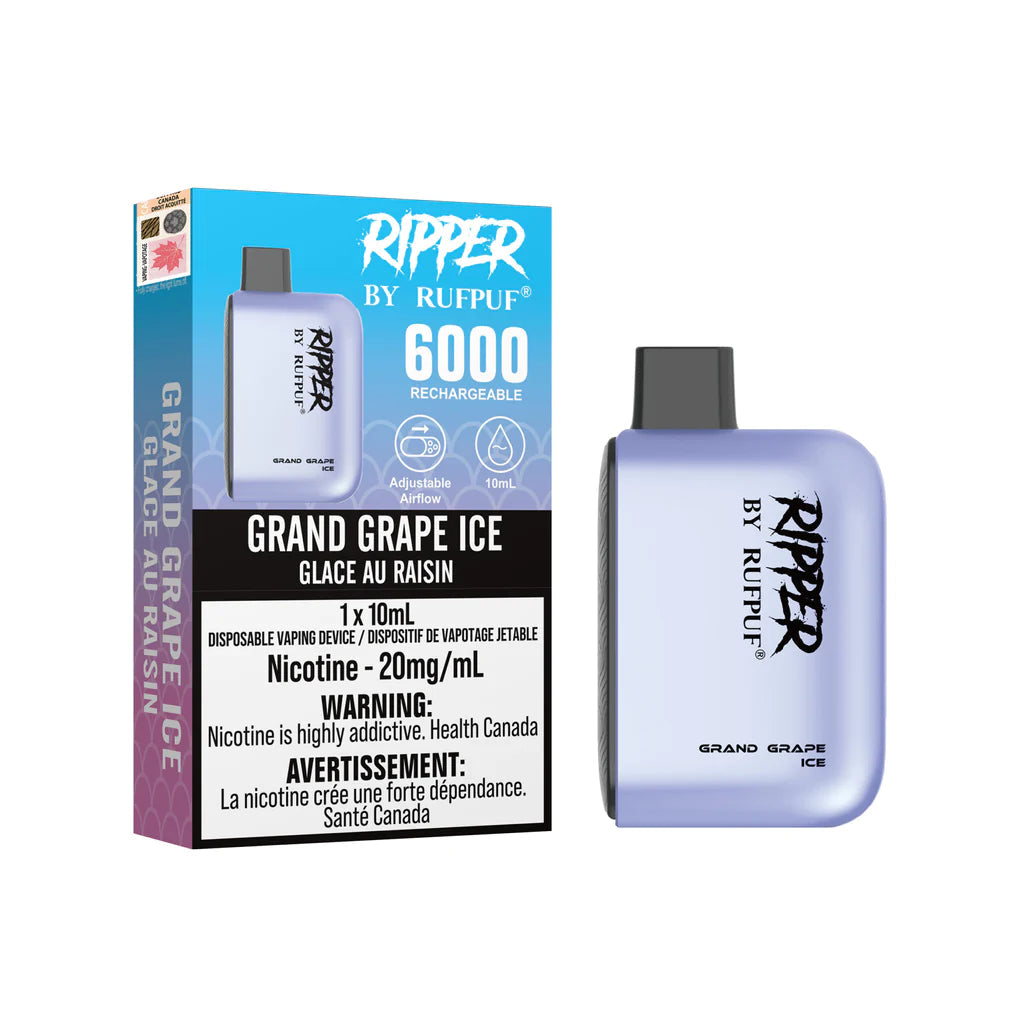 RUFPUF RIPPER 6000 DISPOSABLE - GRAND GRAPE ICE | Buy Online | Best Vaping Experience | Long-Lasting Flavor & Performance