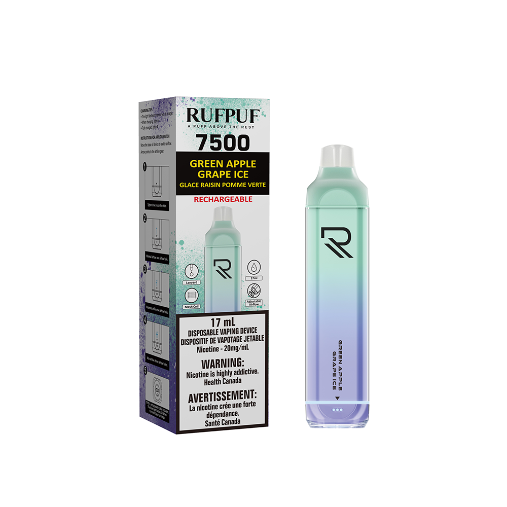 RUFPUF 7500 DISPOSABLE - GREEN APPLE GRAPE ICE