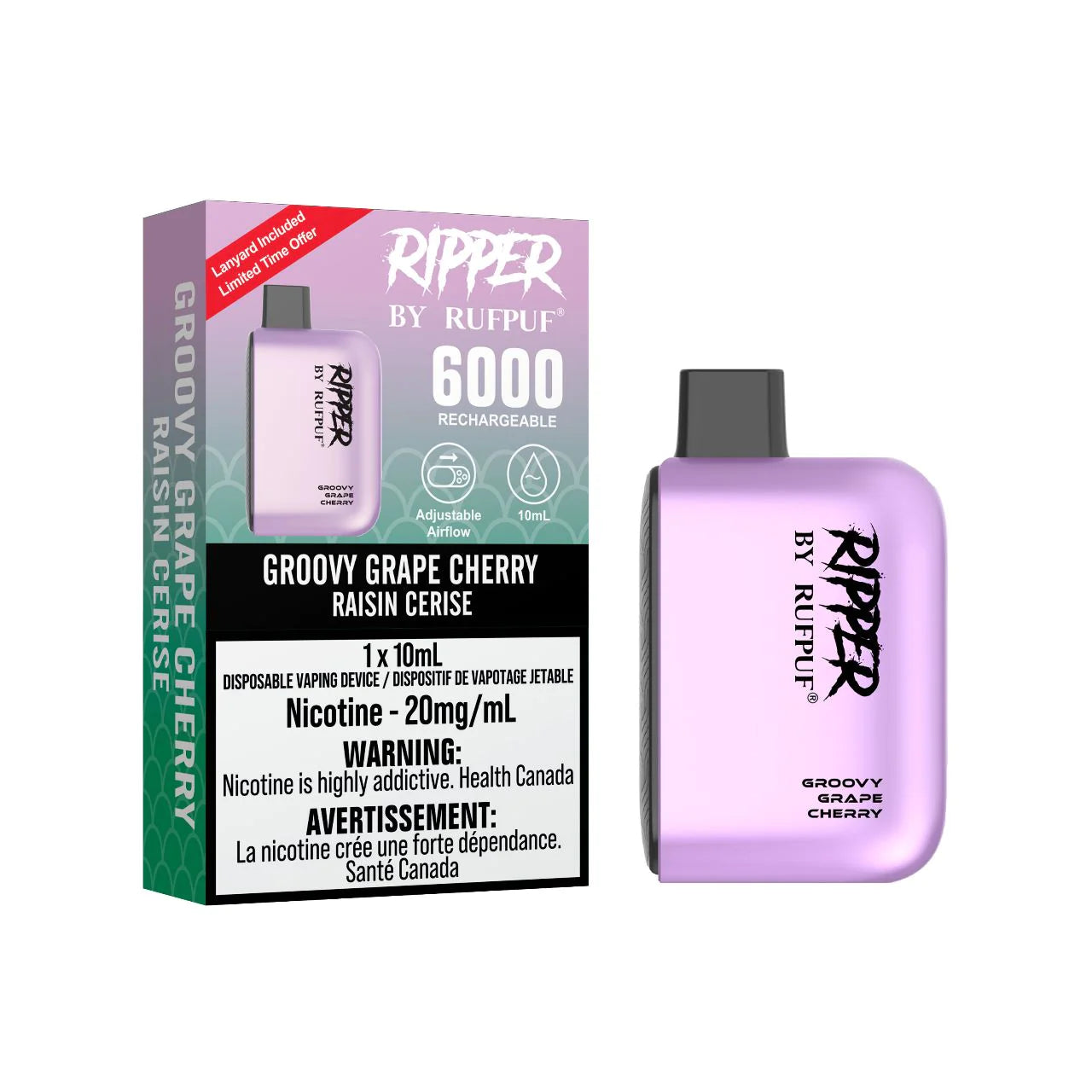 RUFPUF RIPPER 6000 DISPOSABLE - GROOVY GRAPE CHERRY | Buy Online | Best Vaping Experience | Long-Lasting Flavor & Performance