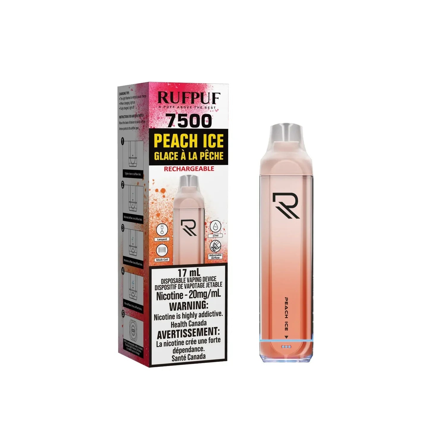 RUFPUF 7500 DISPOSABLE - PEACH ICE