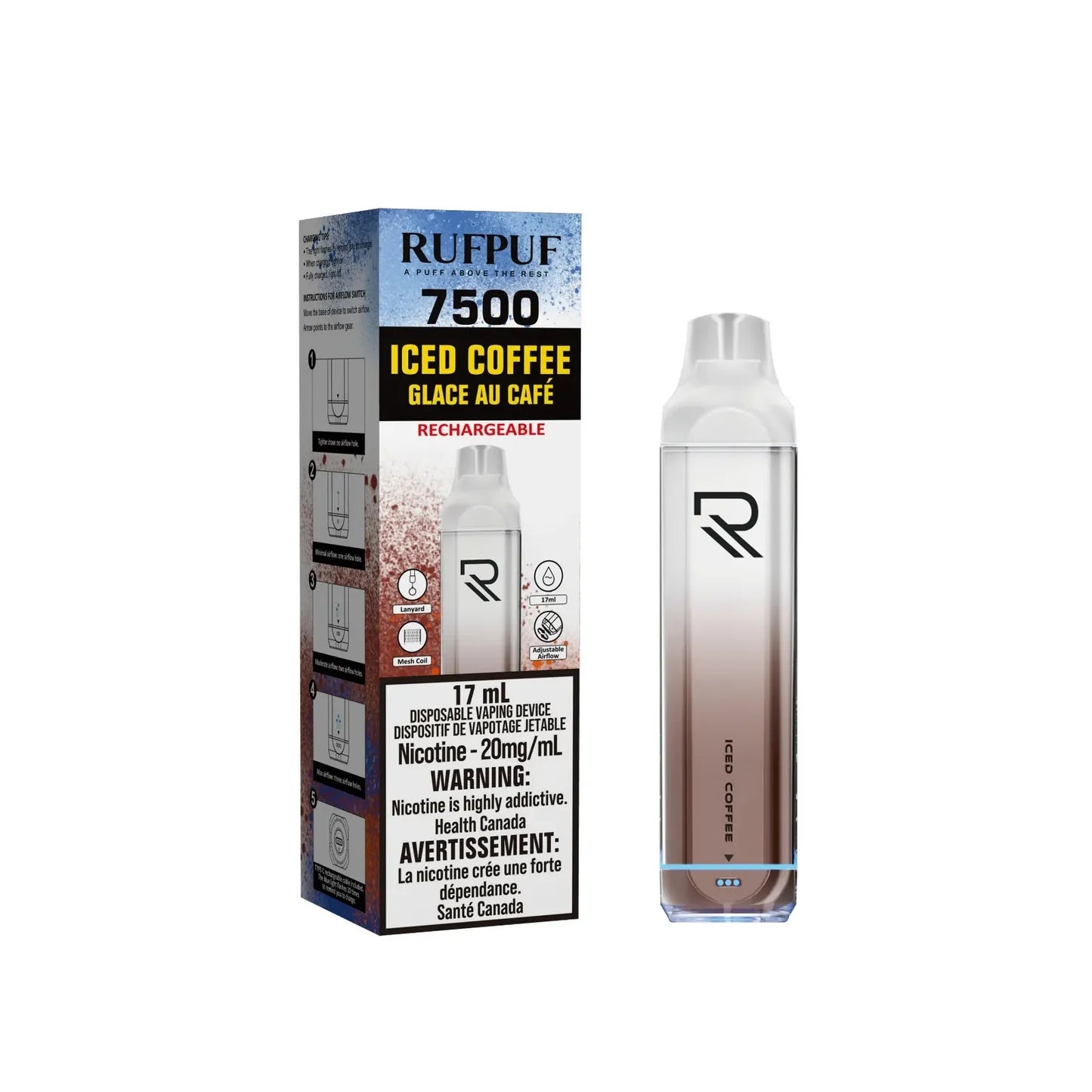 RUFPUF 7500 DISPOSABLE - ICED COFFEE | Buy Online | Best Vaping Experience | Long-Lasting Flavor & Performance