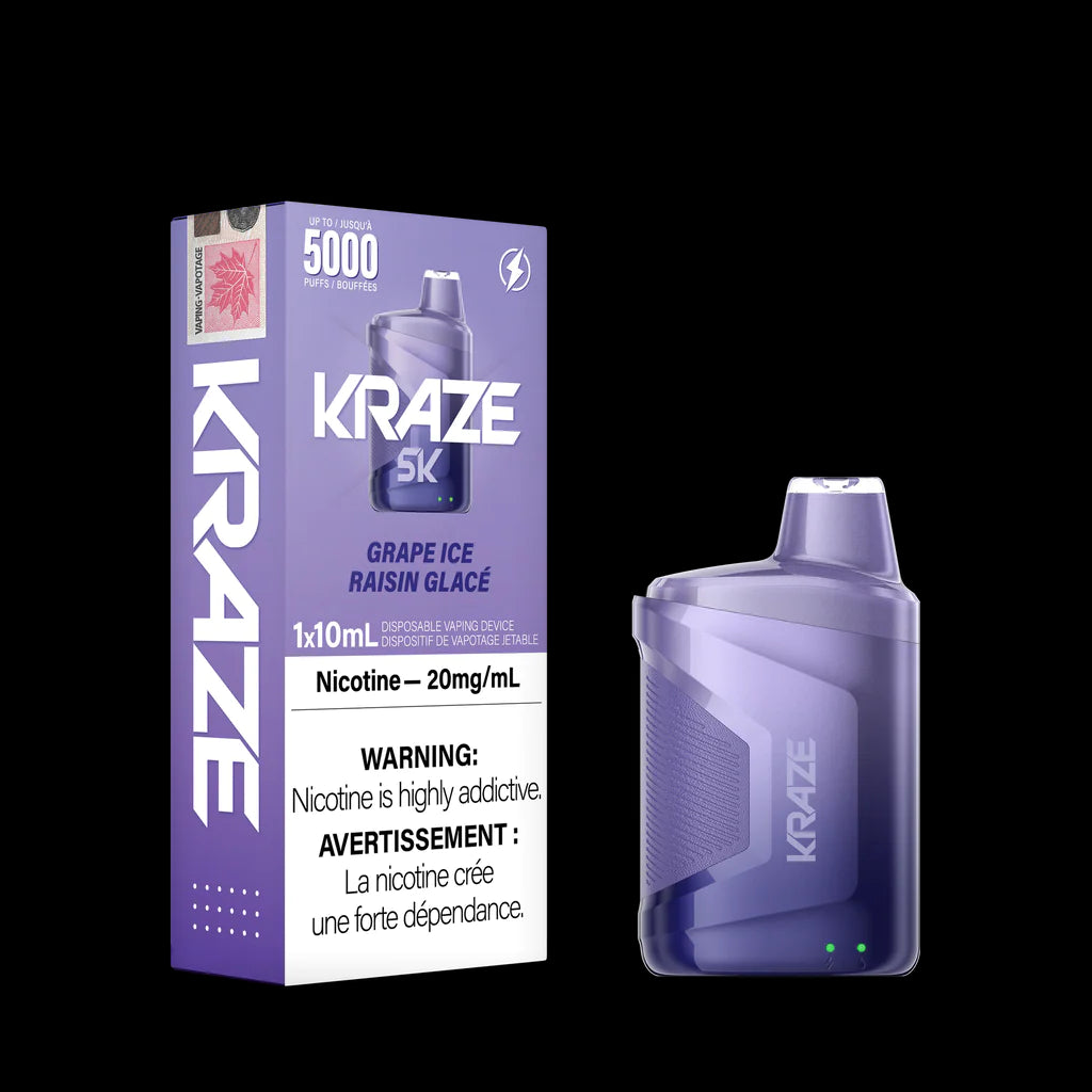 KRAZE 5000 DISPOSABLE - GRAPE ICED | Buy Online | Best Vaping Experience | Long-Lasting Flavor & Performance