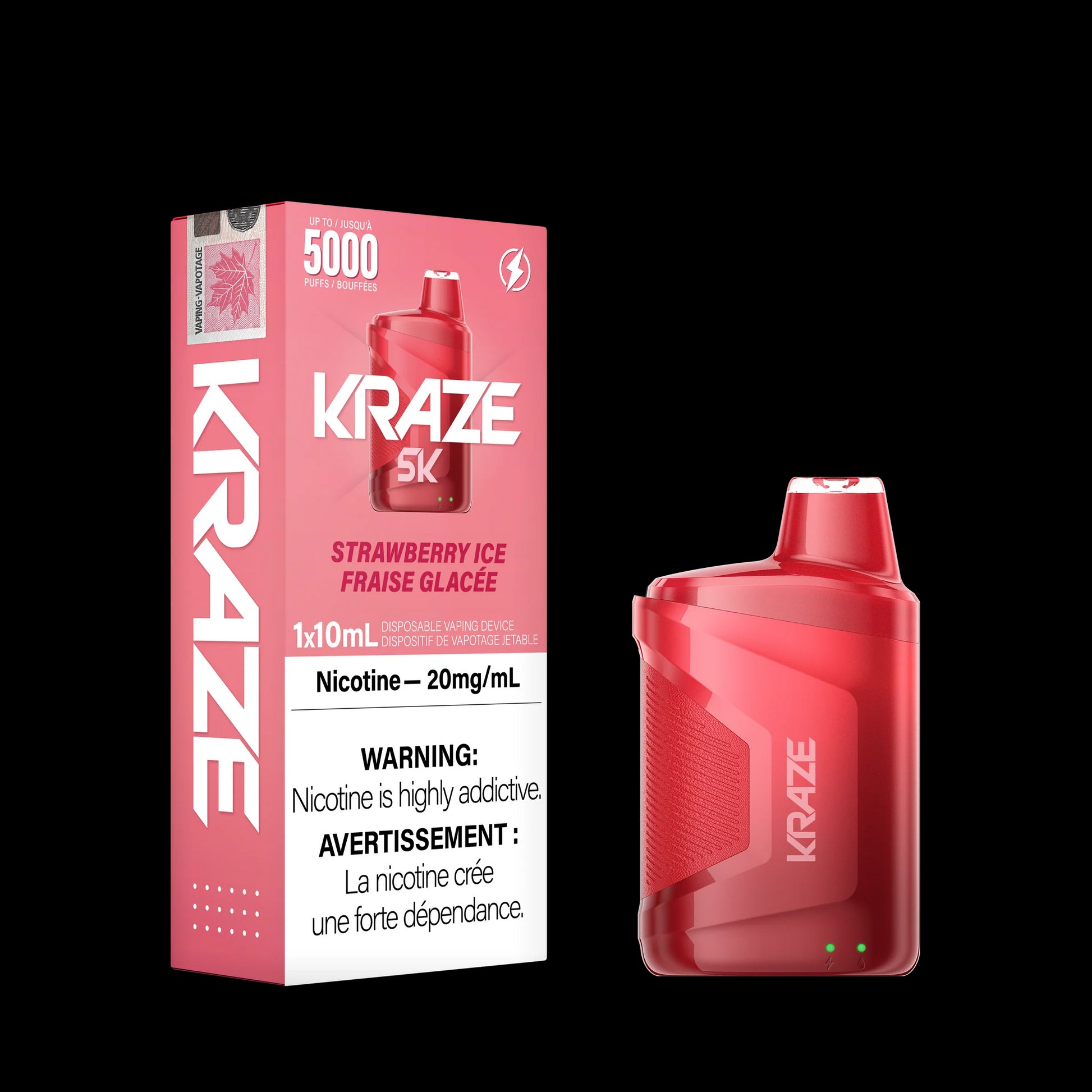 KRAZE 5000 DISPOSABLE - STRAWBERRY ICED | Buy Online | Best Vaping Experience | Long-Lasting Flavor & Performance