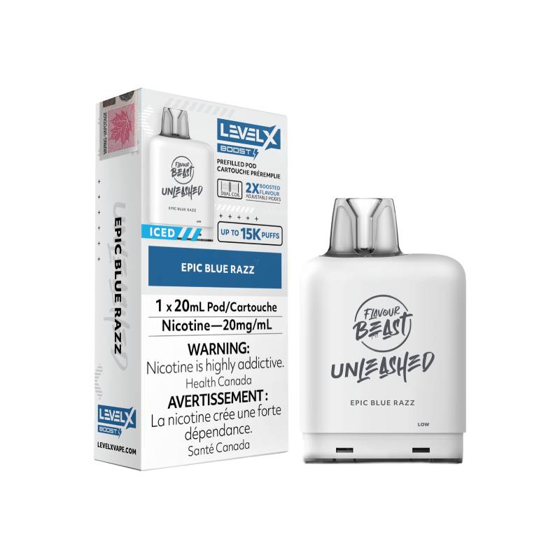 LEVEL X BOOST SERIES UNLEASHED PODS - EPIC BLUE RAZZ, 15000 PUFFS | Buy Online | Best Vaping Experience | Long-Lasting Flavor & Performance