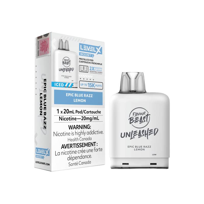 LEVEL X BOOST SERIES UNLEASHED PODS - EPIC BLUE RAZZ LEMON, 15000 PUFFS | Buy Online | Best Vaping Experience | Long-Lasting Flavor & Performance