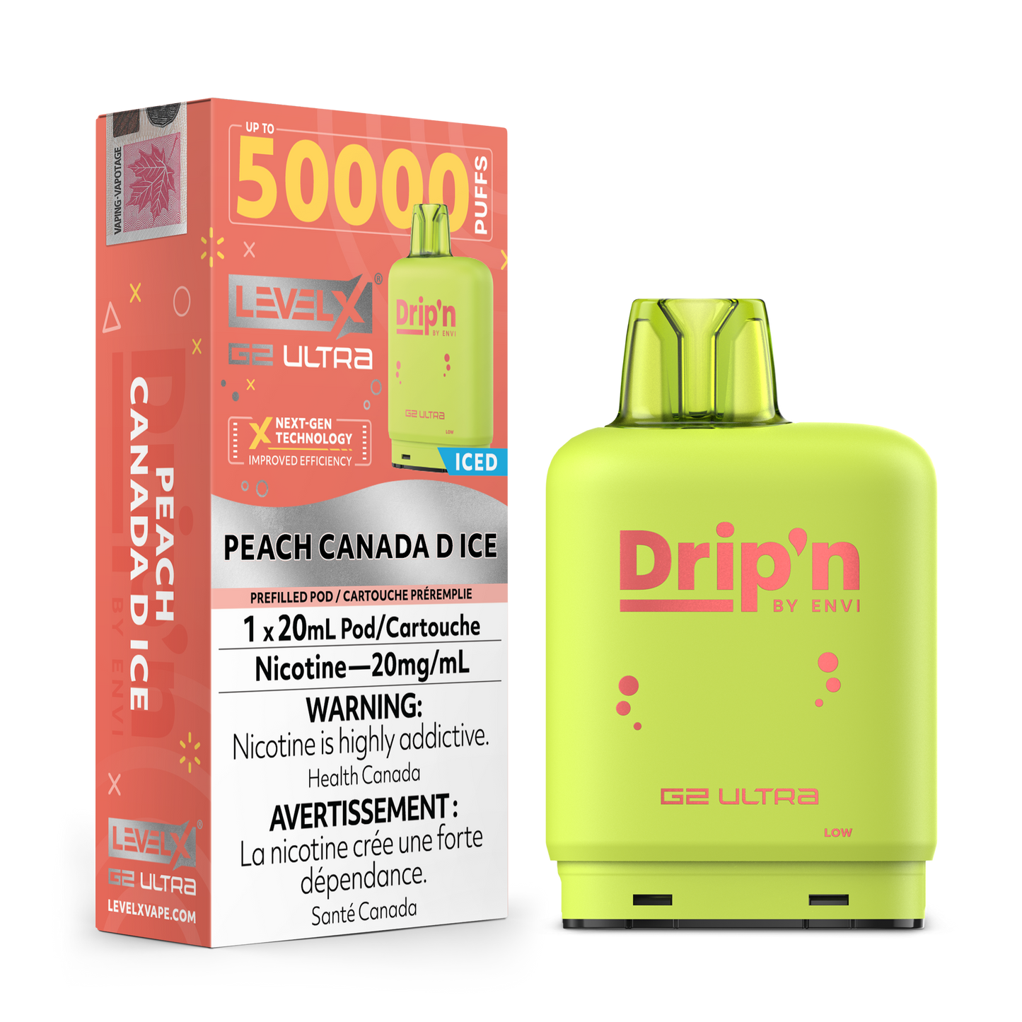 PEACH CANADA D ICE 20MG Level X Device by Flavour Beast