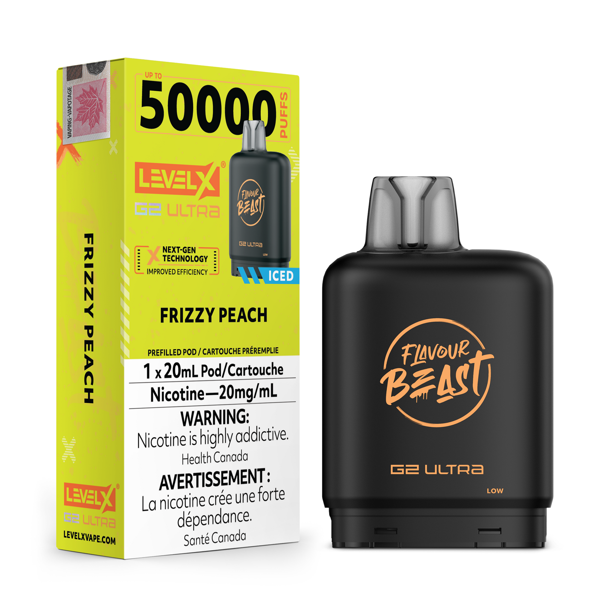 FRIZZY PEACH 20MG Level X Device by Flavour Beast