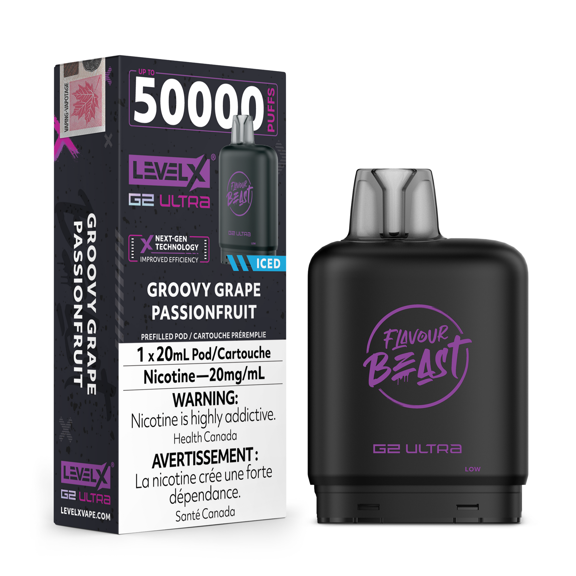 GROOVY GRAPE PASSIONFRUIT 20MG Level X Device by Flavour Beast