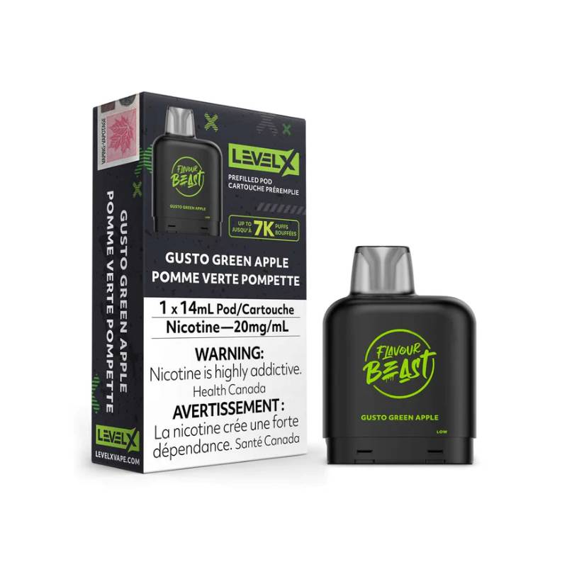 LEVEL X GUSTO GREEN APPLE FLAVOUR BEAST PODS | Buy Online | Best Vaping Experience | Long-Lasting Flavor & Performance