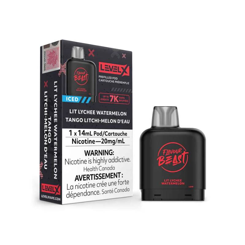 LEVEL X LIT LYCHEE WATERMELON FLAVOUR BEAST PODS | Buy Online | Best Vaping Experience | Long-Lasting Flavor & Performance