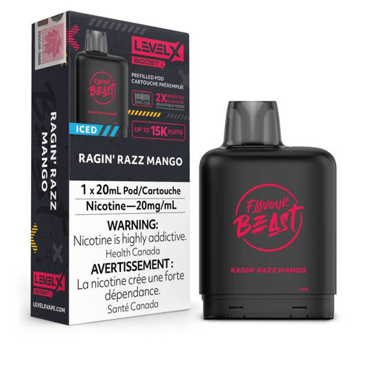 LEVEL X BOOST SERIES POD -  RAGIN' RAZZ MANGO, 15000 PUFFS