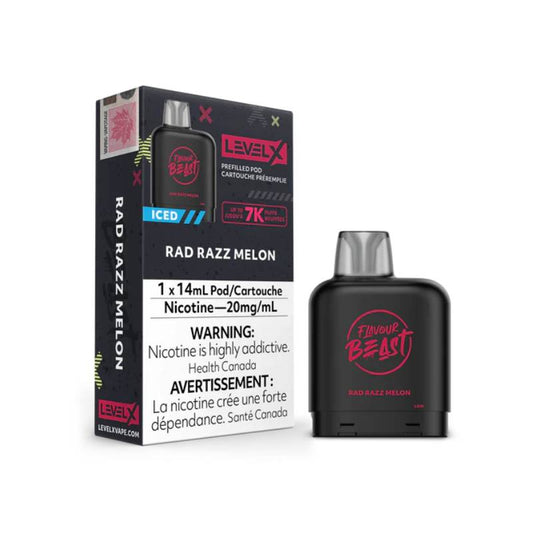 LEVEL X RAD RAZZ MELON ICED FLAVOUR BEAST PODS | Buy Online | Best Vaping Experience | Long-Lasting Flavor & Performance