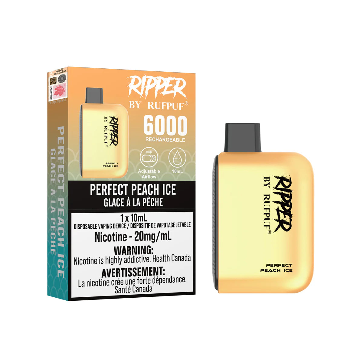 RUFPUF RIPPER 6000 DISPOSABLE - PERFECT PEACH ICE | Buy Online | Best Vaping Experience | Long-Lasting Flavor & Performance