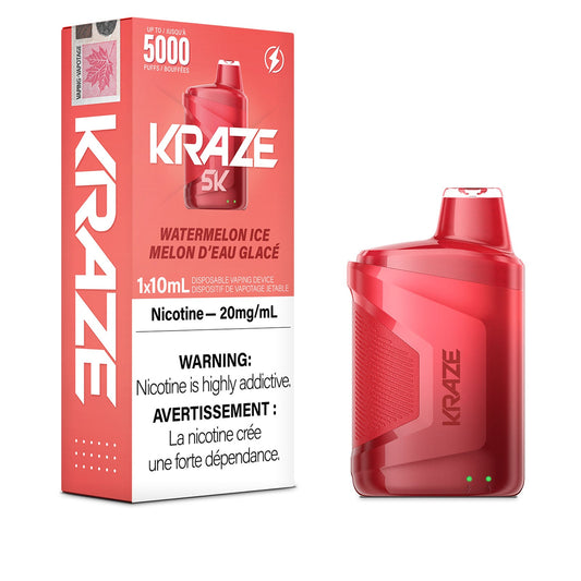 KRAZE 5000 DISPOSABLE - WATERMELON ICED | Buy Online | Best Vaping Experience | Long-Lasting Flavor & Performance