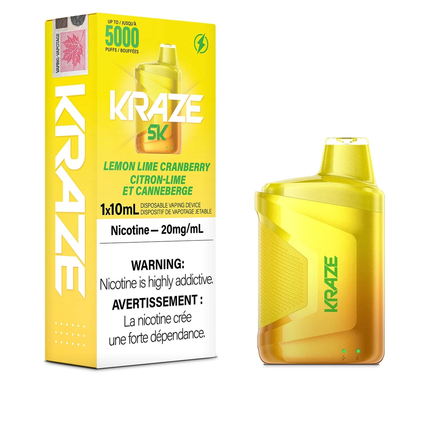 KRAZE 5000 DISPOSABLE - LEMON LIME CRANBERRY