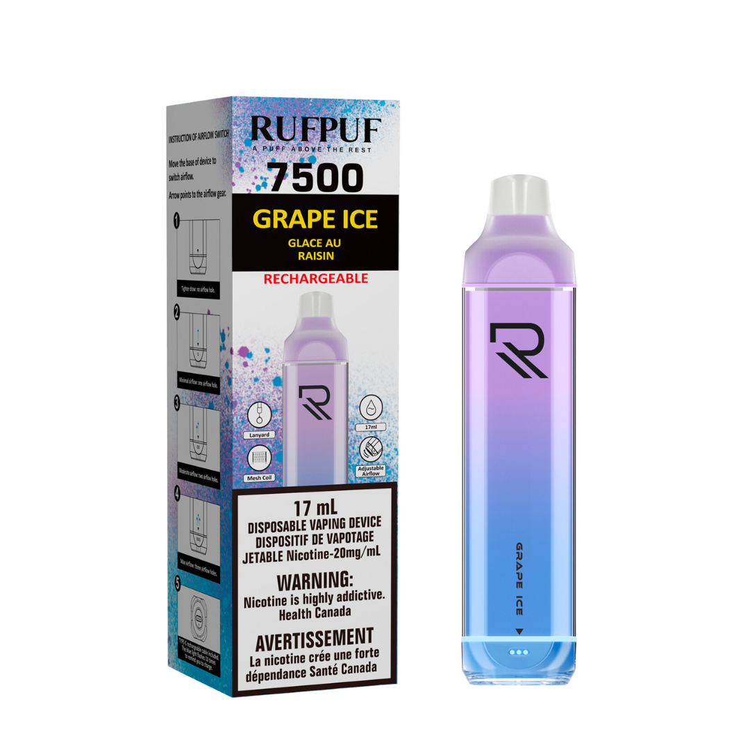 RUFPUF 7500 DISPOSABLE - GRAPE ICE | Buy Online | Best Vaping Experience | Long-Lasting Flavor & Performance