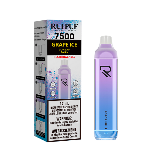 RUFPUF 7500 DISPOSABLE - GRAPE ICE | Buy Online | Best Vaping Experience | Long-Lasting Flavor & Performance