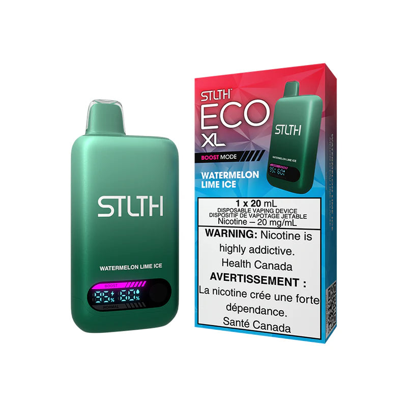 STLTH ECO XL vape device and packaging on a white background