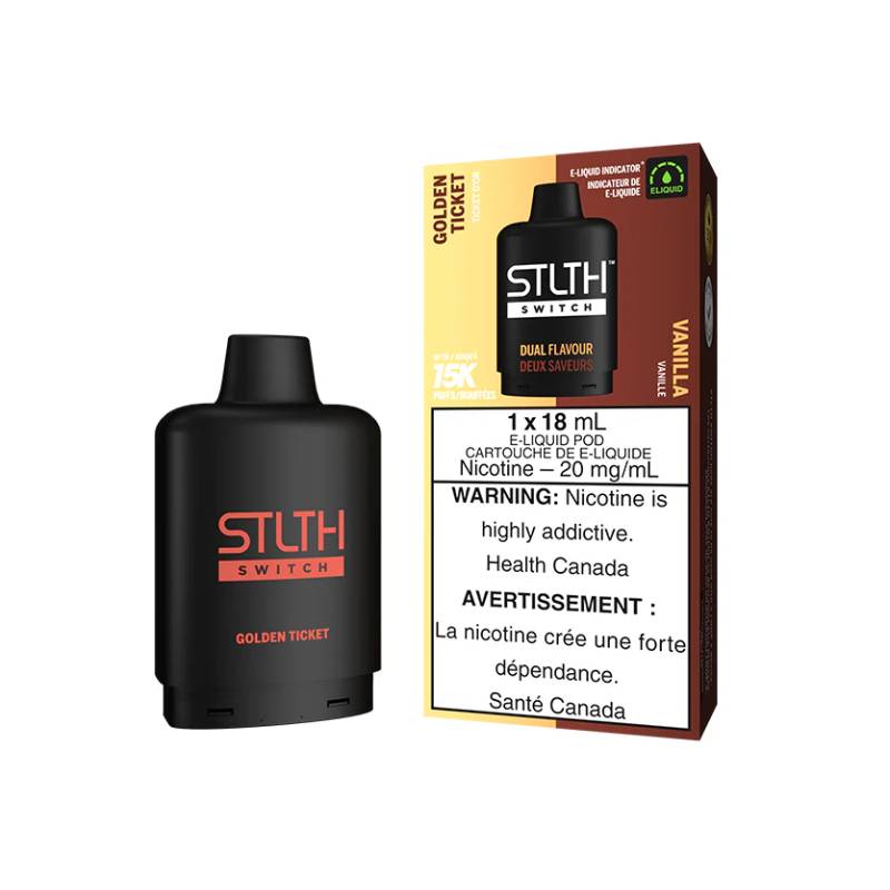 STLTH SWITCH POD - GOLDEN TICKET & VANILLA, 18ML | Buy Online | Best Vaping Experience | Long-Lasting Flavor & Performance