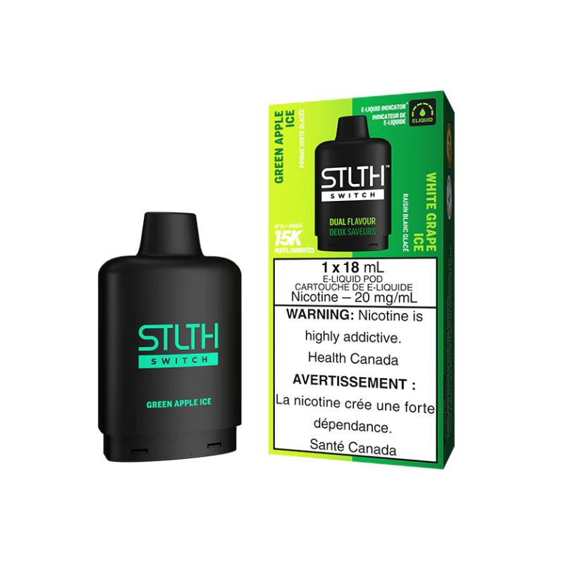 STLTH SWITCH POD - GREEN APPLE ICE & WHITE GRAPE ICE, 18ML | Buy Online | Best Vaping Experience | Long-Lasting Flavor & Performance