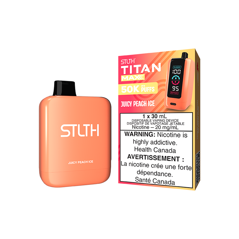 STLTH TITAN MAX DISPOSABLE - JUICY PEACH ICE | Buy Online | Best Vaping Experience | Long-Lasting Flavor & Performance