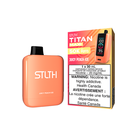 STLTH TITAN MAX DISPOSABLE - JUICY PEACH ICE | Buy Online | Best Vaping Experience | Long-Lasting Flavor & Performance