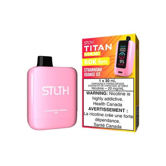 STLTH TITAN MAX DISPOSABLE - STRAWNANA ORANGE ICE | Buy Online | Best Vaping Experience | Long-Lasting Flavor & Performance