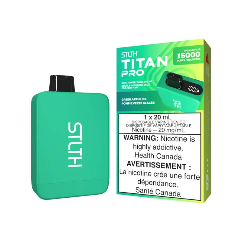 STLTH TITAN PRO DISPOSABLE - GREEN APPLE ICE, 15000 PUFFS | Buy Online | Best Vaping Experience | Long-Lasting Flavor & Performance