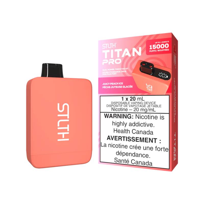 STLTH TITAN PRO DISPOSABLE - JUICY PEACH ICE, 15000 PUFFS | Buy Online | Best Vaping Experience | Long-Lasting Flavor & Performance