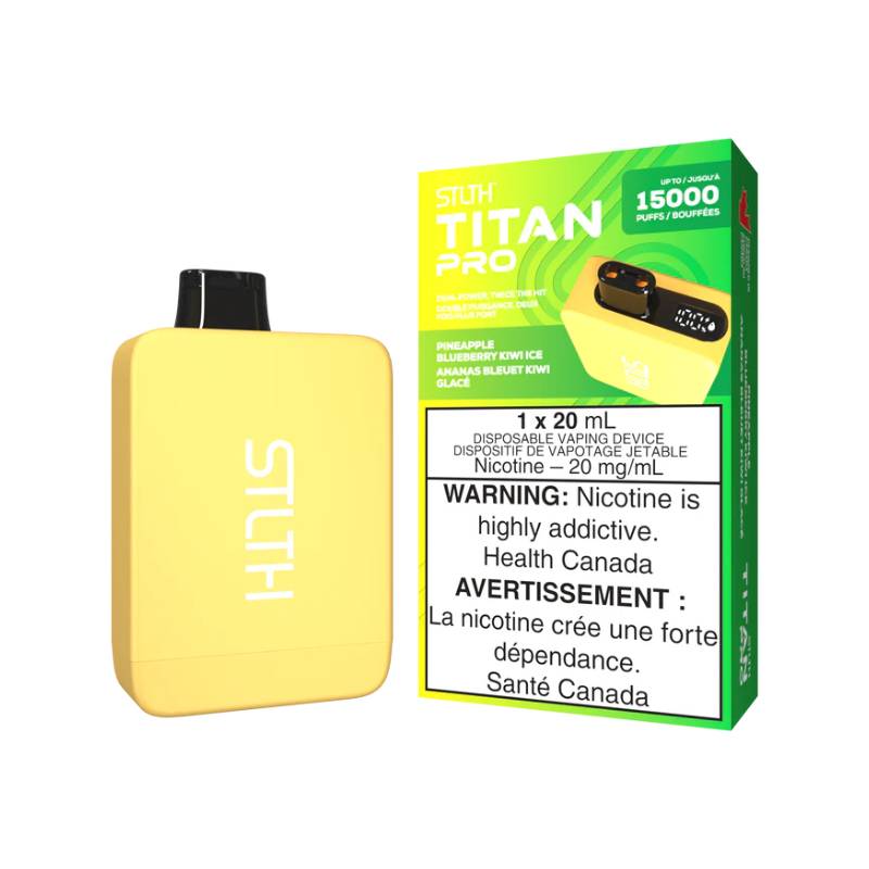 STLTH TITAN PRO DISPOSABLE - PINEAPPLE BLUEBERRY KIWI ICE, 15000 PUFFS