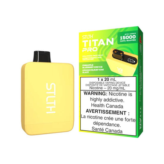 STLTH TITAN PRO DISPOSABLE - PINEAPPLE BLUEBERRY KIWI ICE, 15000 PUFFS