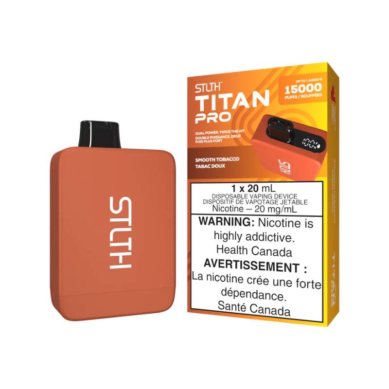 STLTH TITAN PRO DISPOSABLE - SMOOTH TOBACCO, 15000 PUFFS | Buy Online | Best Vaping Experience | Long-Lasting Flavor & Performance