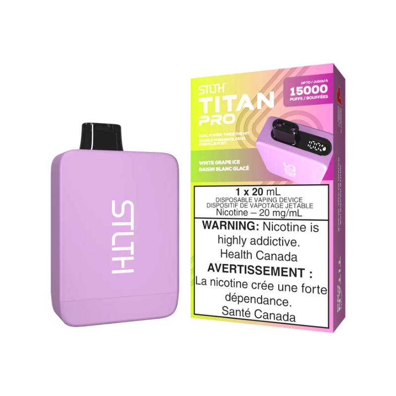 STLTH TITAN PRO DISPOSABLE - WHITE GRAPE ICE, 15000 PUFFS | Buy Online | Best Vaping Experience | Long-Lasting Flavor & Performance