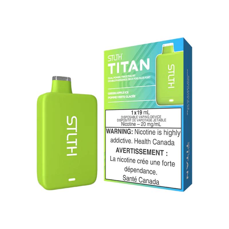 STLTH TITAN DISPOSABLE VAPE - GREEN APPLE ICE, 10000 PUFFS