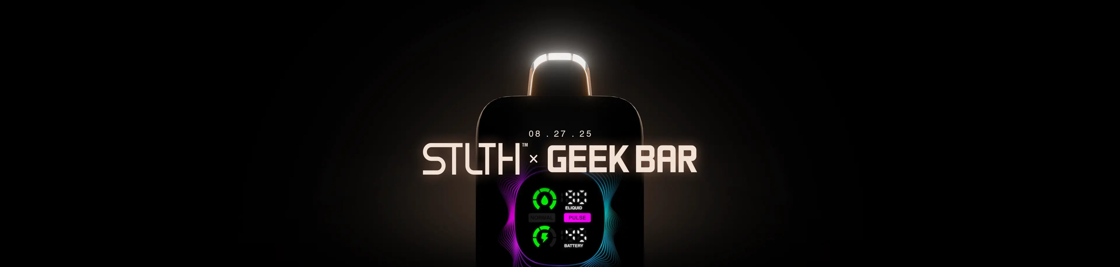Banner of STLTH X GEEKBAR disposable, New Vape that is launching in Canada
